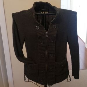 Zip up stylish Sweater jacket charcoal grey small